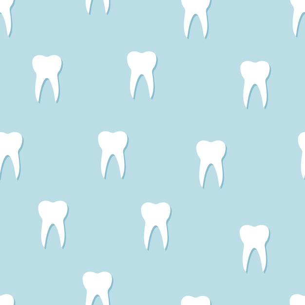 Vector seamless tooth icon pattern vector illustration of a medical background for dentistry