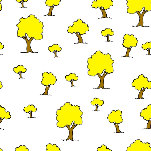 Seamless tree plant pattern background in vector