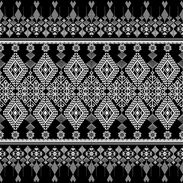 seamless tribal fabric pattern black and white background used to design fabrics for making clothes