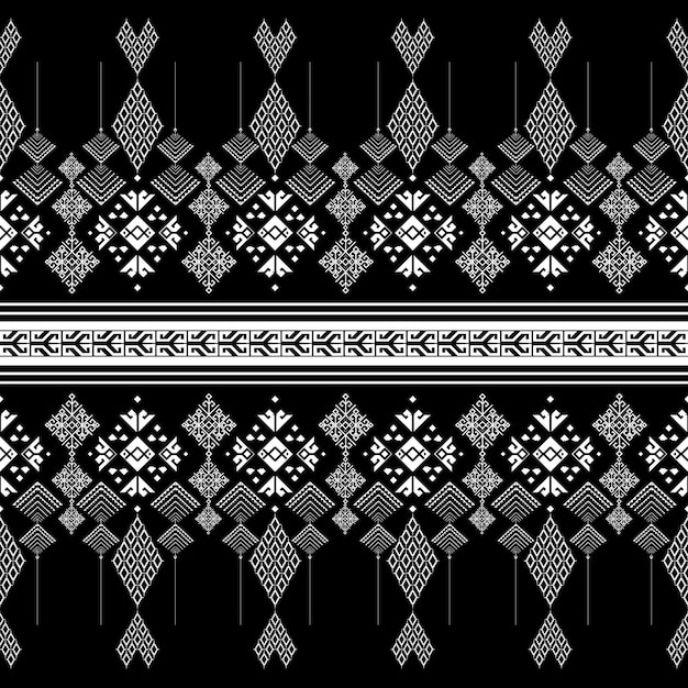 seamless tribal fabric pattern black and white background used to design fabrics for making clothes