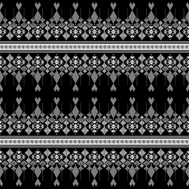 seamless tribal fabric pattern black and white background used to design fabrics for making clothes