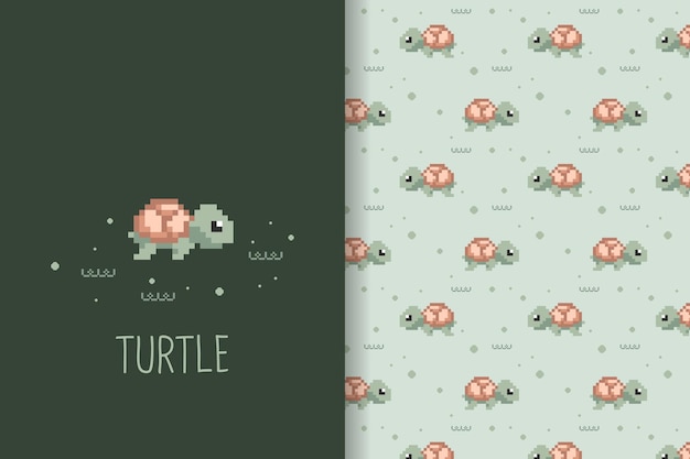 seamless turtle pattern pixel art