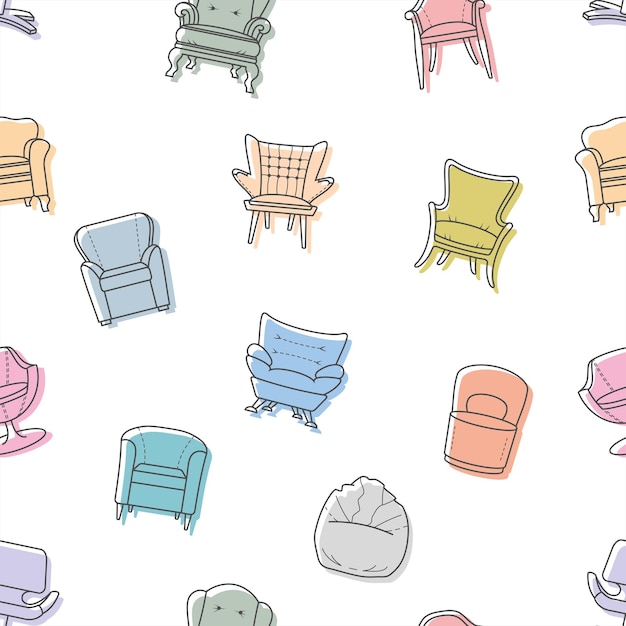 Seamless vector armchairs pattern