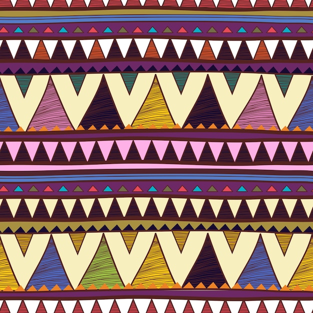 Vector seamless vector background with drawing tribal pattern