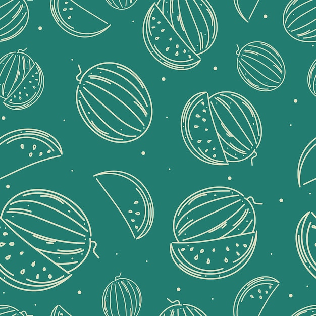 Seamless vector drawing with watermelons