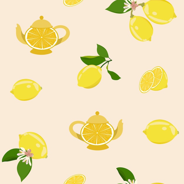 Seamless vector illustration of juicy lemon