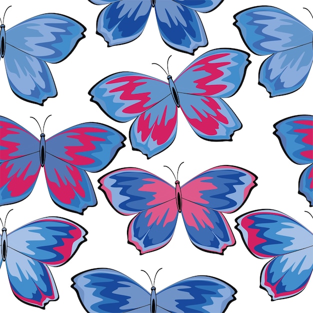 Seamless vector multicolor butterflies pattern. Butterfly on leopard print. Seamless pattern.