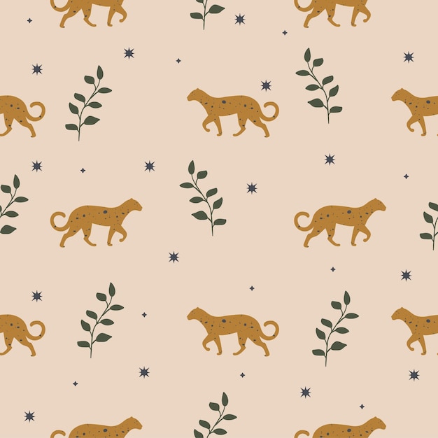 Seamless vector pattern background with leopard Perfect for wallpapers web page textures textile