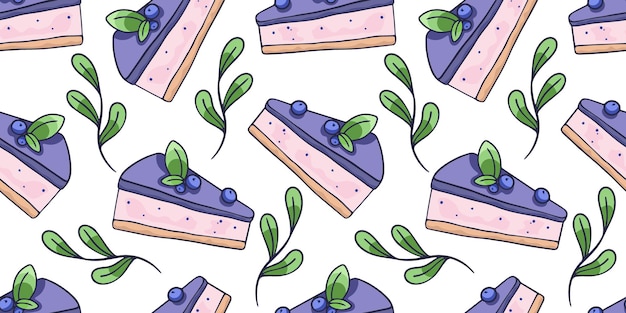 Seamless vector pattern of a cake or cheesecake handdrawn