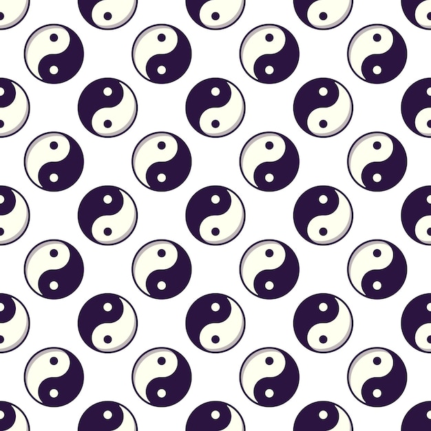 Vector seamless vector pattern of cartoon yin yang for printing and wrapping