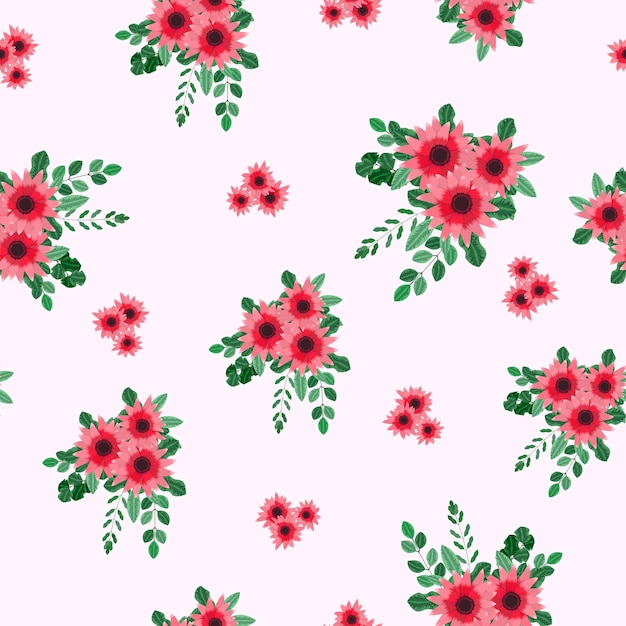 Seamless vector pattern of colorful cute flower arrangements