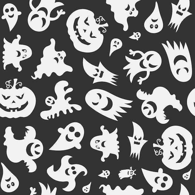 Vector seamless vector pattern for halloween design halloween symbols ghost pumpkin in cartoon style