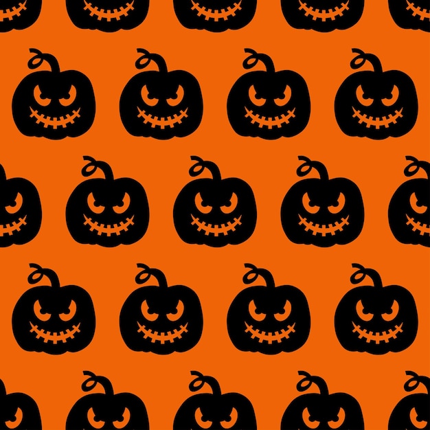 Seamless vector pattern for Halloween design Halloween symbols pumpkin in cartoon style Vector