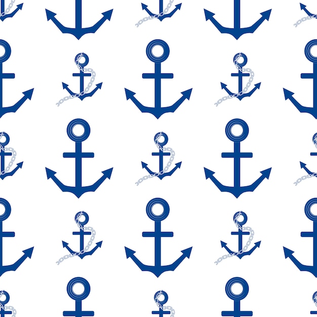 Seamless vector pattern with anchors sea texture decoration marine. Seamless anchor pattern nautical wallpaper