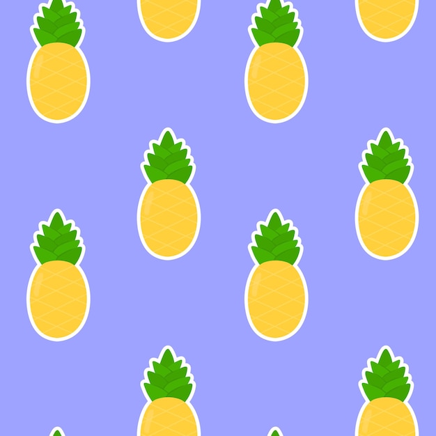 Seamless vector pattern with bright pineapple on a blue background Suitable for the design of textile fabric wrapping paper and wallpaper for websites Vector illustration