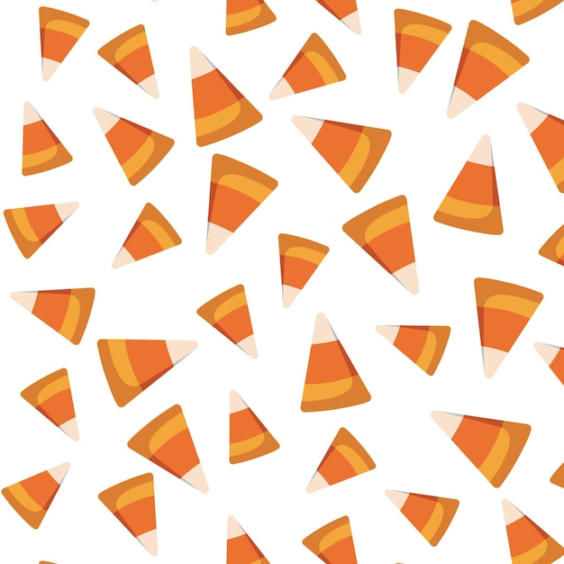 Seamless vector pattern with candy corn on a white background.