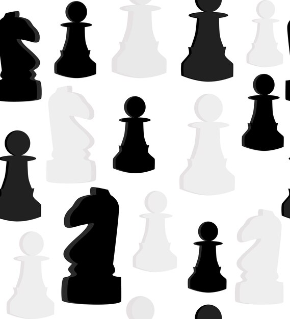 Seamless vector pattern with chess on white background. Vector illustration