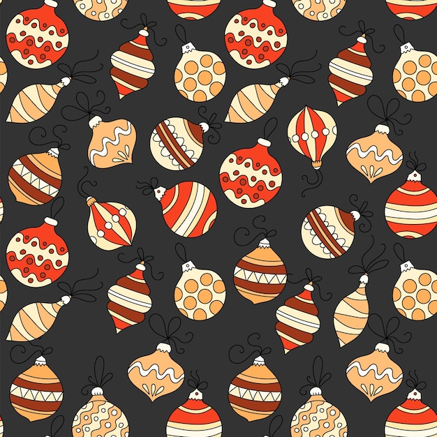 Seamless vector pattern with Christmas balls Winter llustration for modern designs