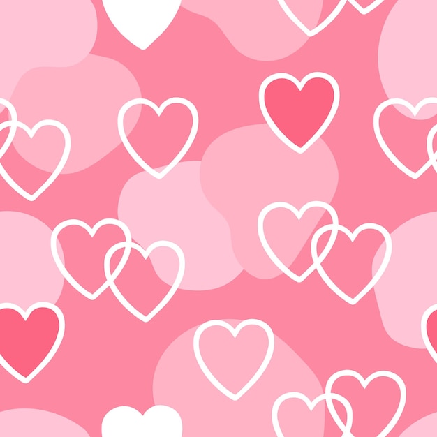 Seamless vector pattern with different hearts pink background