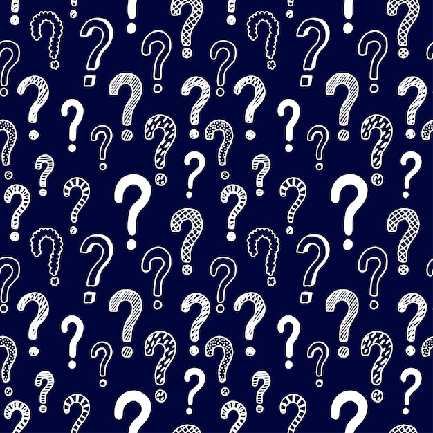 Seamless vector pattern with doodle questions marks