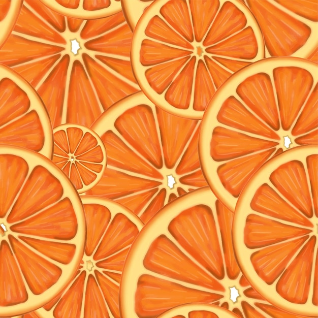 Seamless vector pattern with fresh orange slices.