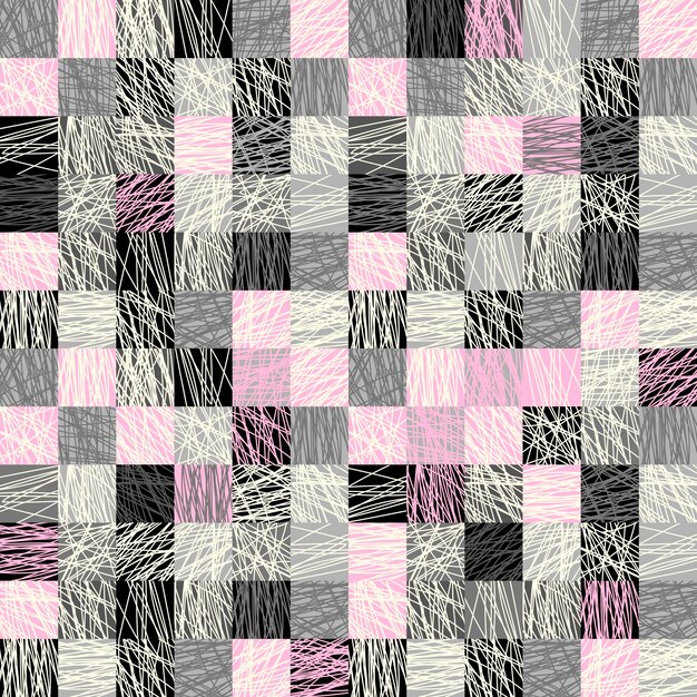 Seamless vector pattern with a linear check in pink and gray currents