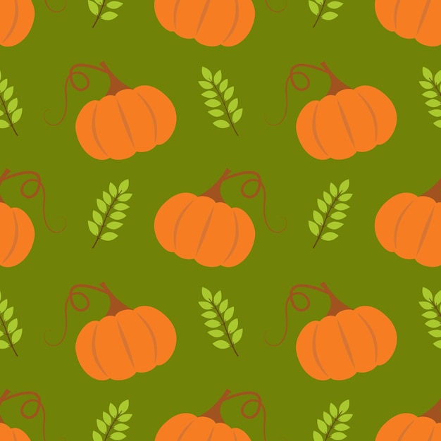 Seamless vector pattern with pumpkins, leaves and berries. It can be used to make fabrics, wrapping