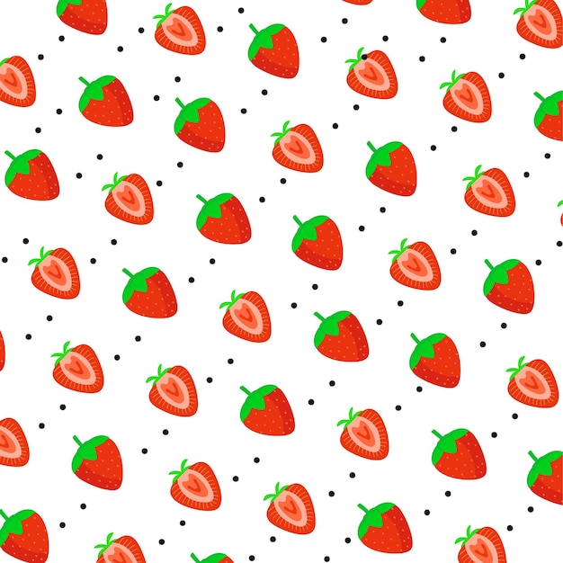 Seamless vector pattern with strawberry on a white background