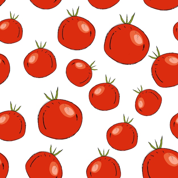 Seamless vector pattern with tomatoes