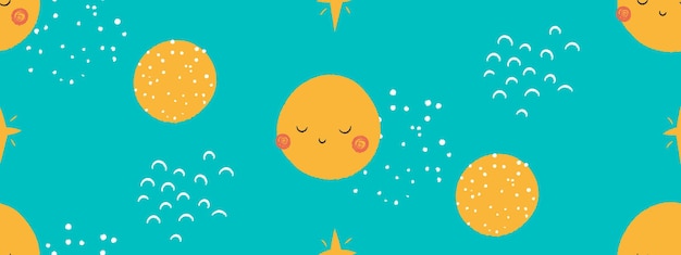 Seamless vector space pattern cute baby illustration