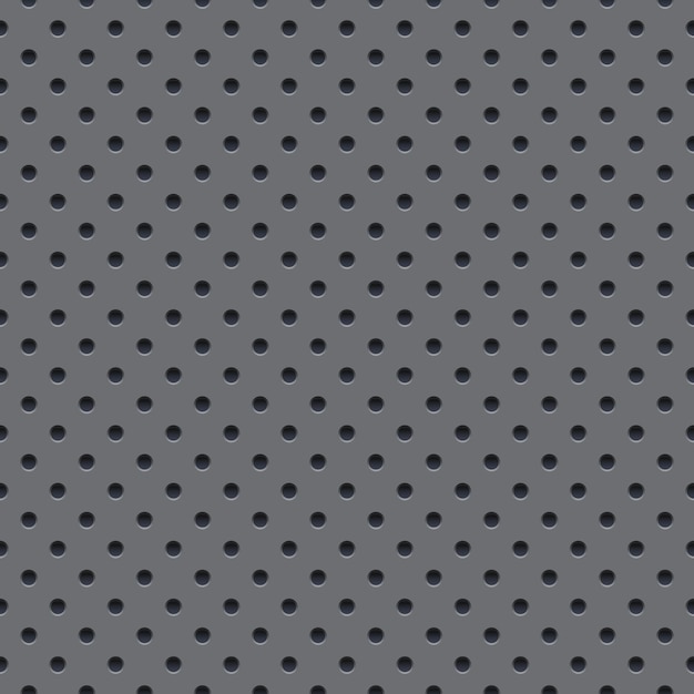 Seamless vector wallpaper of perforated gray metal plate. Vector design