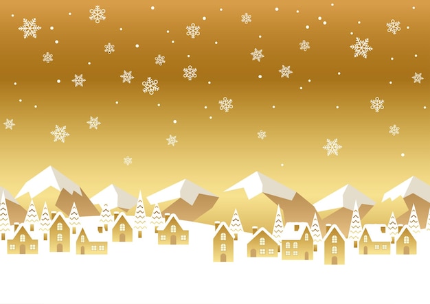 Seamless Vector Winter Townscape Illustration With Text Space. Horizontally Repeatable.