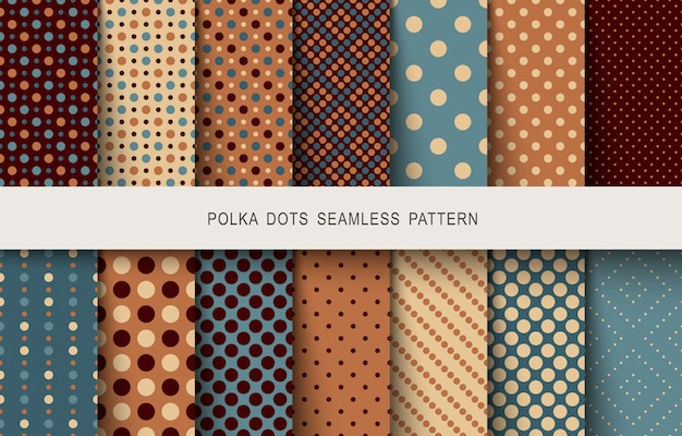 Seamless vintage patterns polka dots set