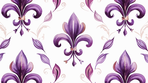 Vector seamless violet fleurdelis flower pattern