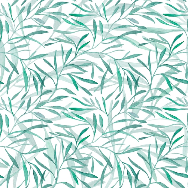 Seamless watercolor leaf pattern A handdrawn botanical illustration