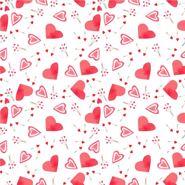 Seamless watercolor pattern cozy valentine's day Hearts a bouquet of hearts cupid's arrow