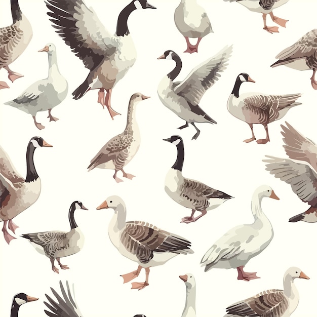 Seamless watercolor pattern goose for print