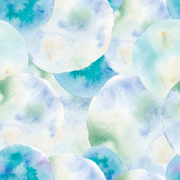 Seamless watercolor pattern, light blue watercolor circles and spots.