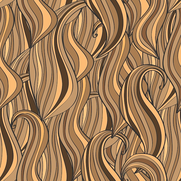 Seamless wave hand-drawn pattern, brown waves background. Can be used for wallpaper, pattern fills, web page background,surface textures