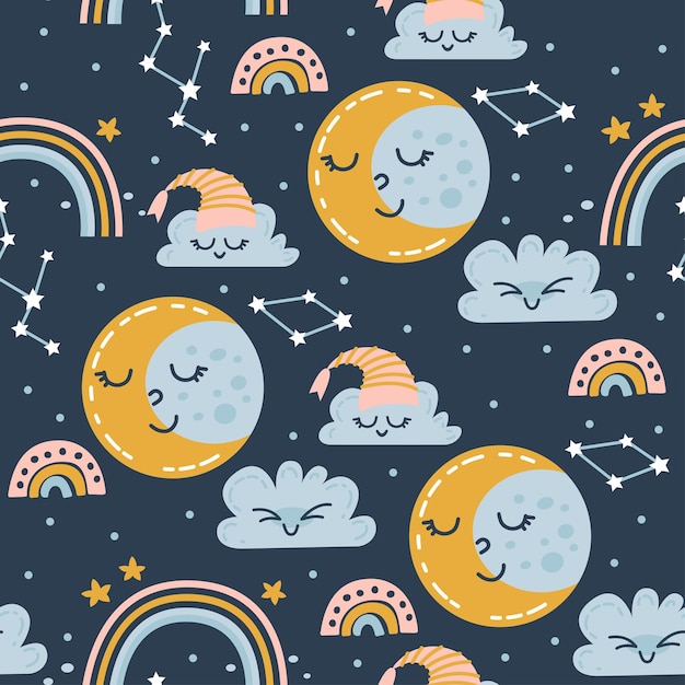 Seamless weather pattern vector illustration for kids