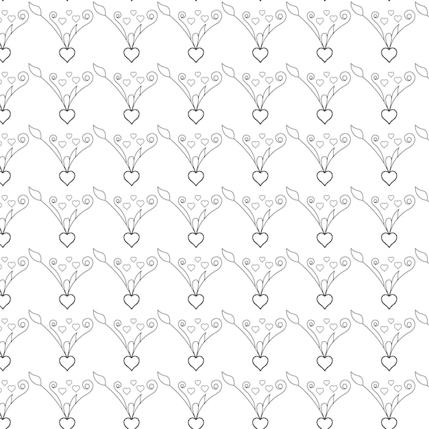 Vector seamless wild flower pattern design floral pattern outline with mockup