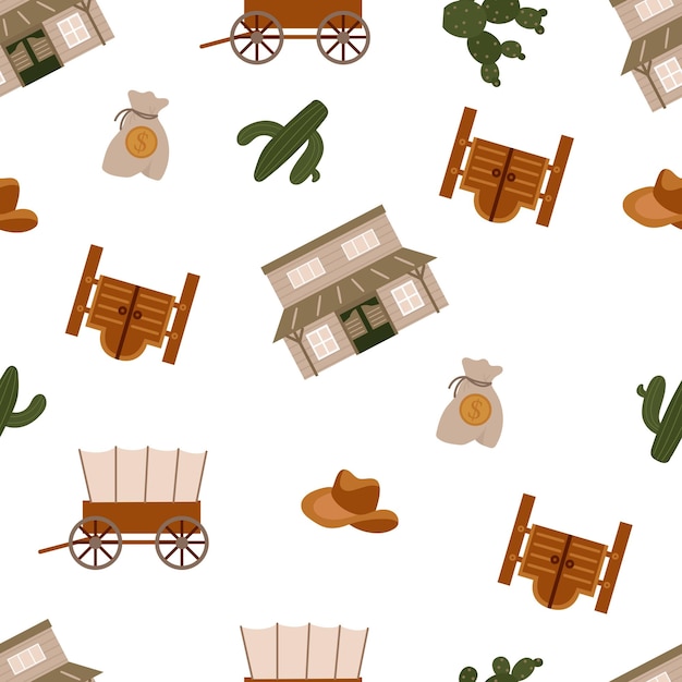 Seamless Wild West pattern Designs for fabric textiles wallpaper packaging