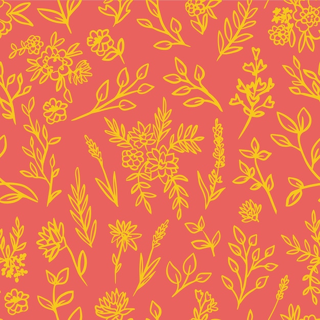 Seamless yellow floral pattern on pink background.Vector illustration.