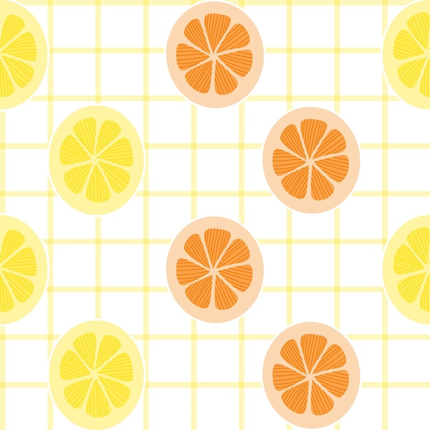 Seamless yellow and Orange color Lemon pattern vector illustration By Design For You