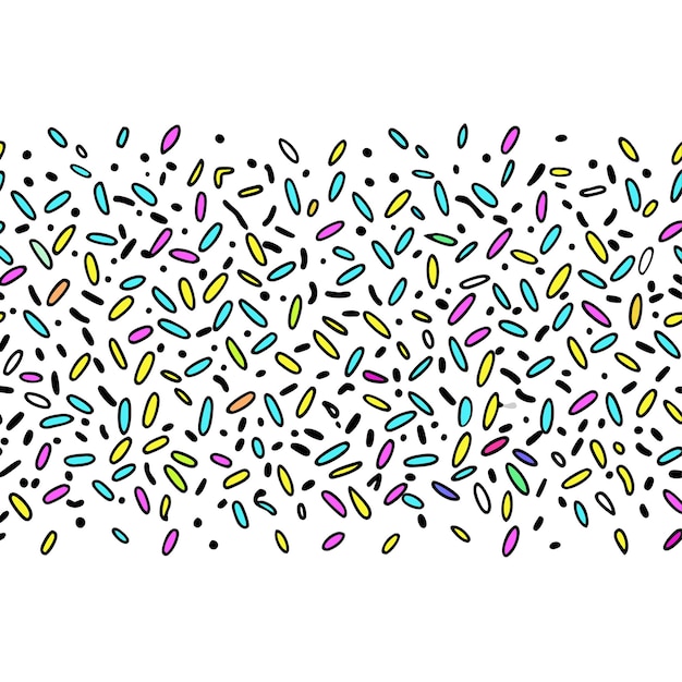 Vector seamlessly repeating multicolored confetti pattern with vibrant hues