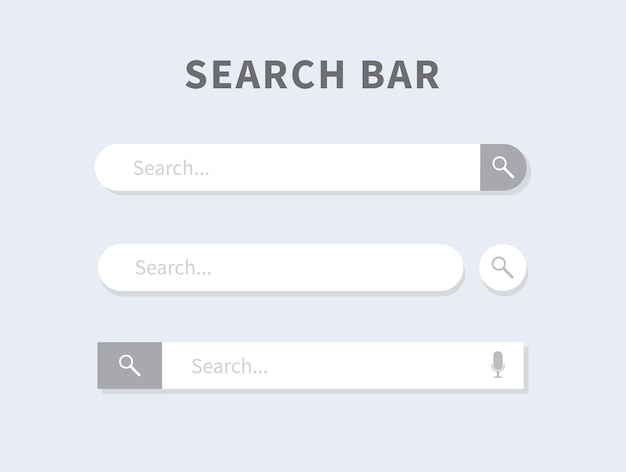 Search bar design element Search Bar for website and UI mobile apps isolated on gray background