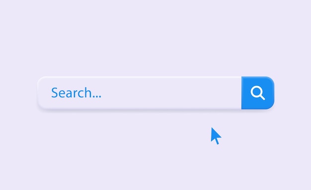 Search bar frame with magnifier icon blue search boxes template for web page internet browser in 3d