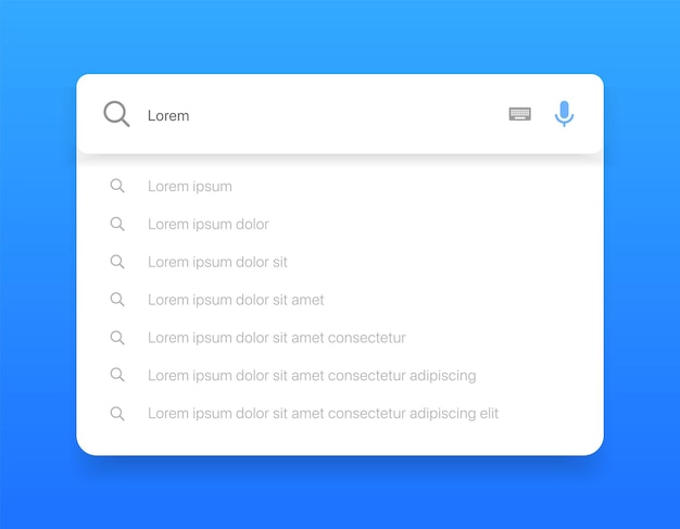 Search Bar with suggestions for UI UX design and web site Search Address and navigation bar icon