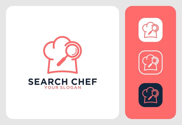 Search chef line art logo design