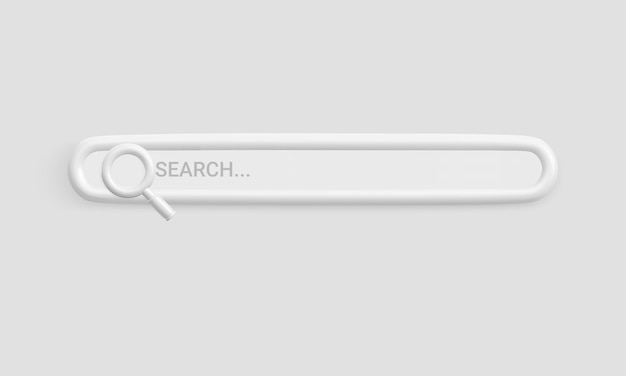 Search engine or magnifying glass in blank search bar on Background 3d render copy space Vector illustration